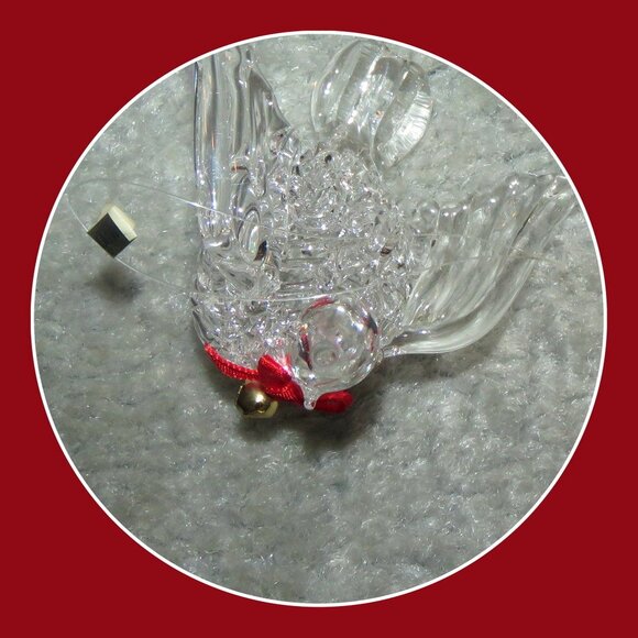 Vintage Clear Spun Glass Crystal Bird Hanging Christmas Holiday Ornament - Picture 2 of 11